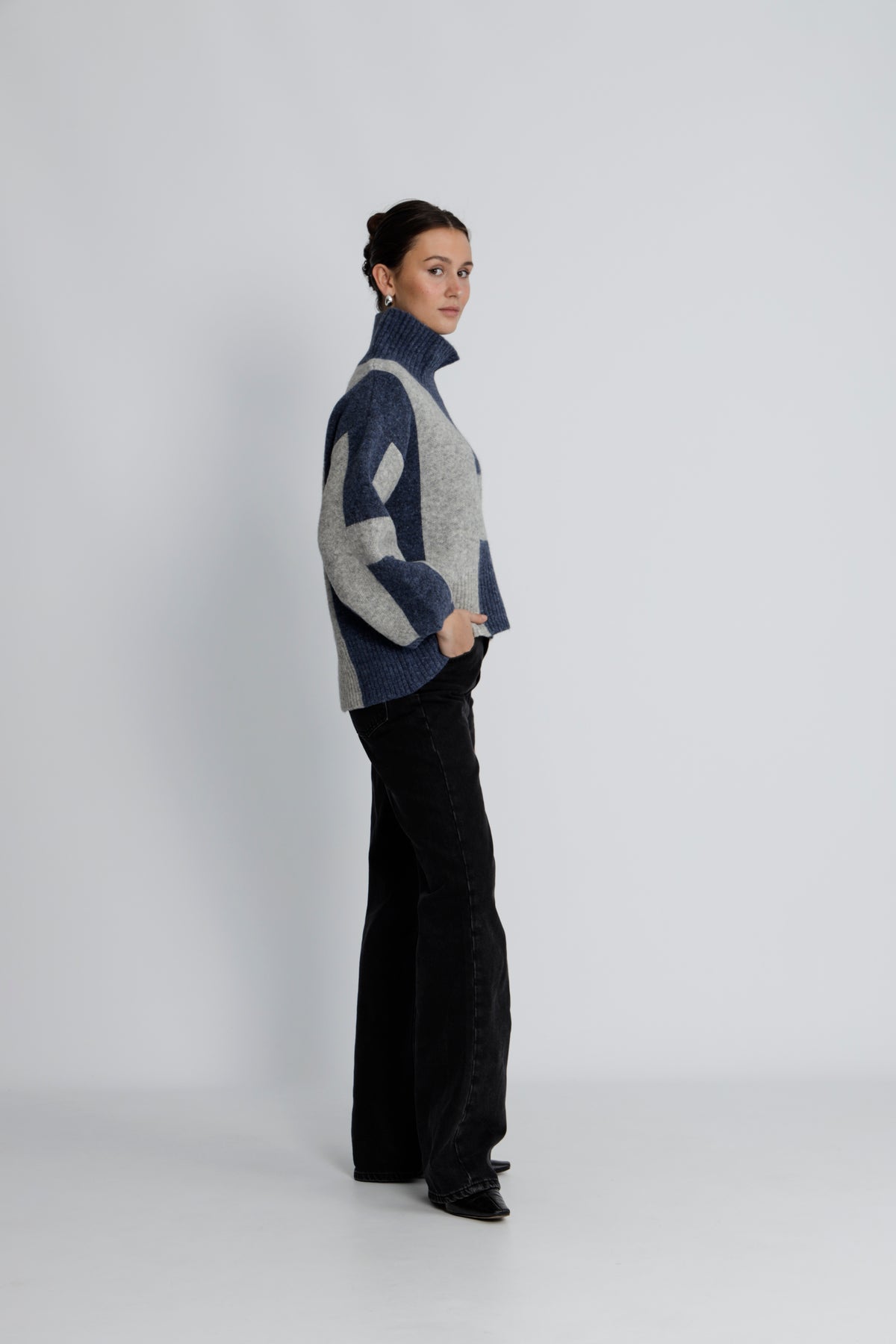 Isa Sweater - Blue With Grey Melange