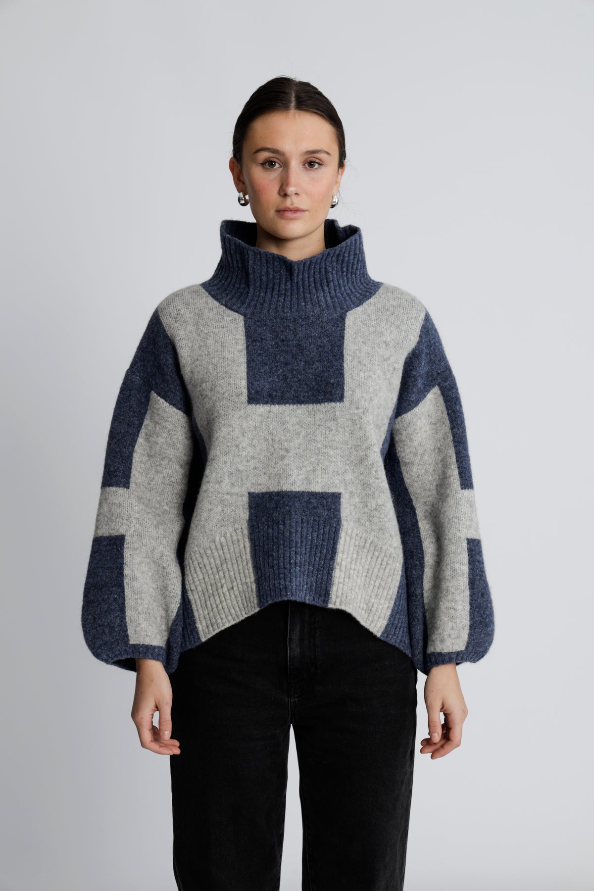Isa Sweater - Blue With Grey Melange
