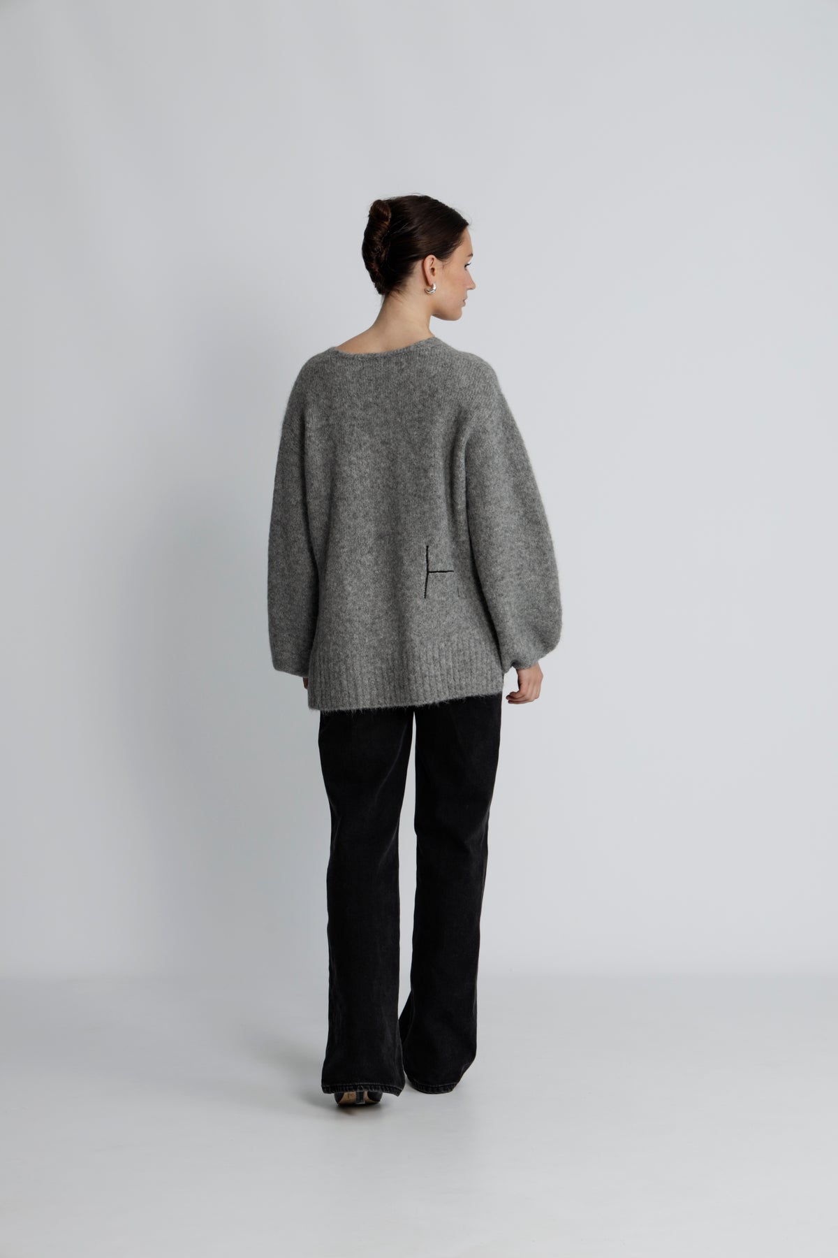 Sofie V-Neck Sweater - Grey Melange