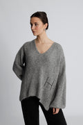 Sofie V-Neck Sweater - Grey Melange