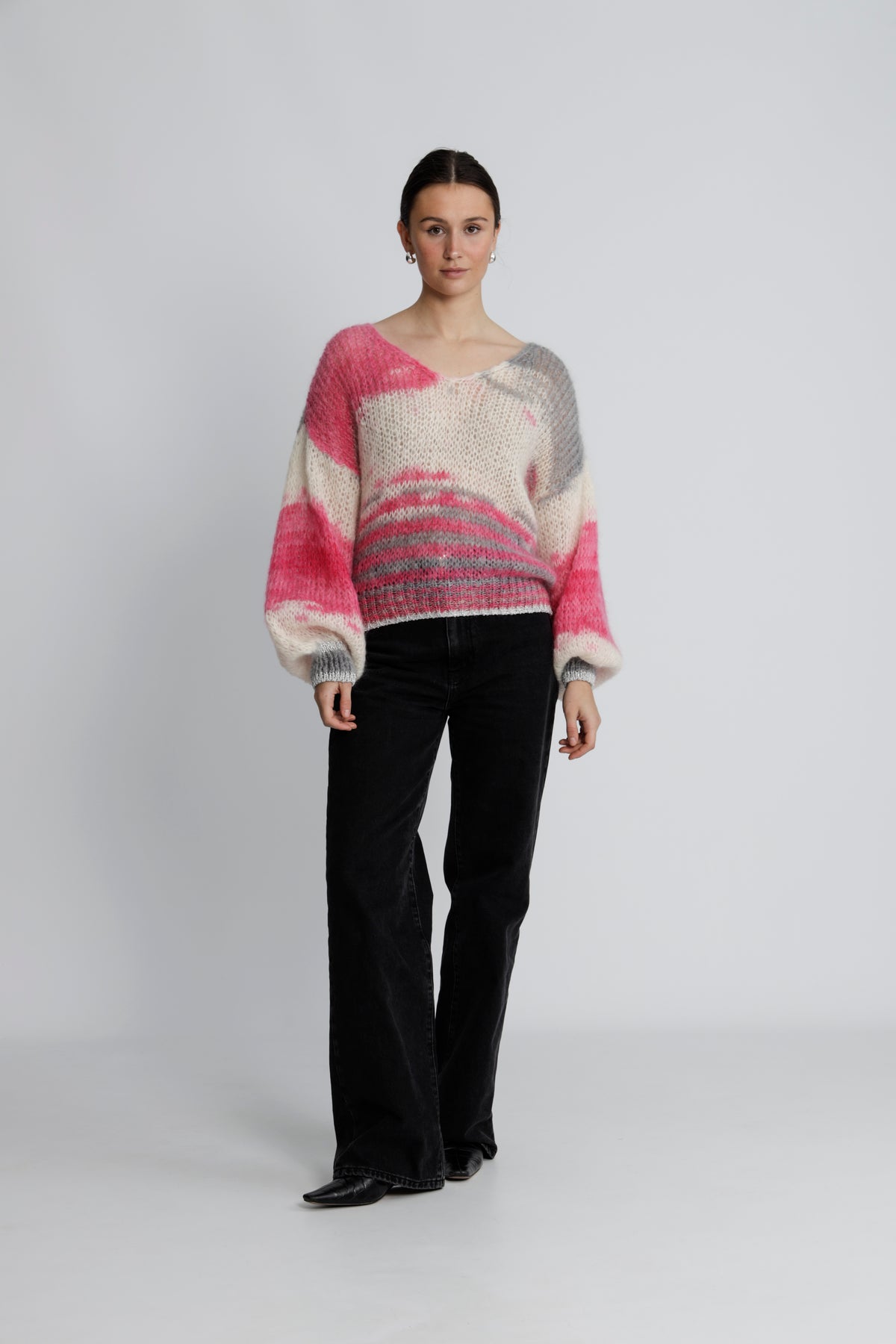 Milana Ls Mohair Knit Dream - Multi Striped Pink
