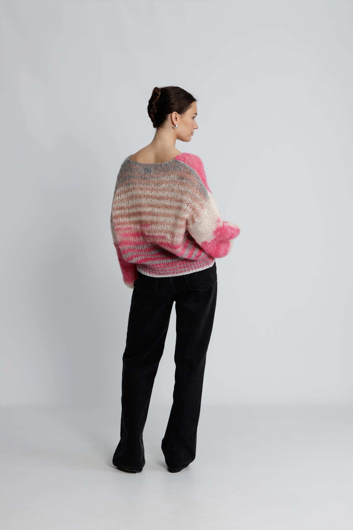 Milana Ls Mohair Knit Dream - Multi Striped Pink