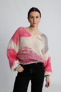 Milana Ls Mohair Knit Dream - Multi Striped Pink