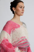 Milana Ls Mohair Knit Dream - Multi Striped Pink