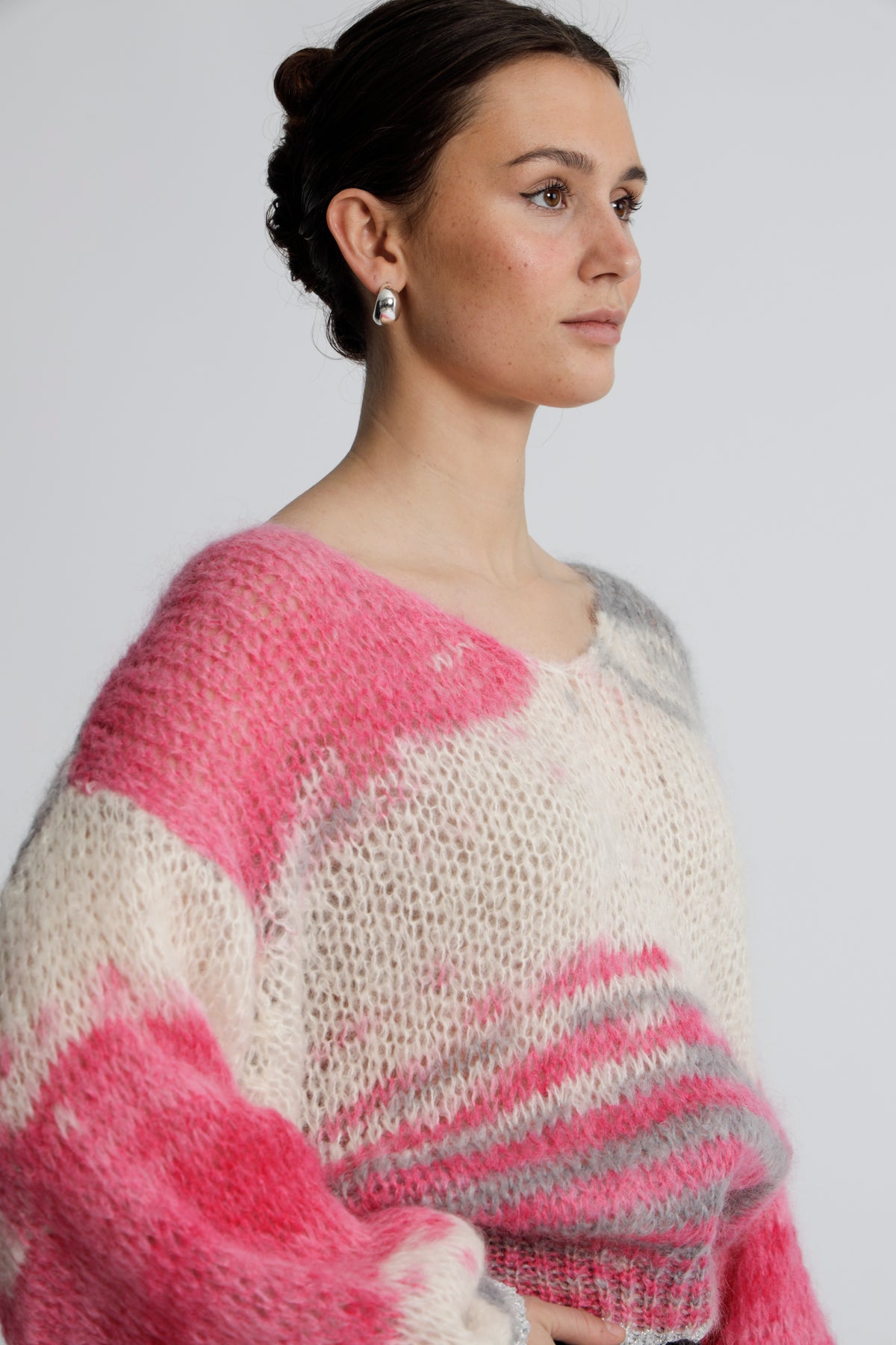 Milana Ls Mohair Knit Dream - Multi Striped Pink