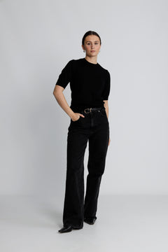 Yaslena Ss Knit Pullover S. - Black
