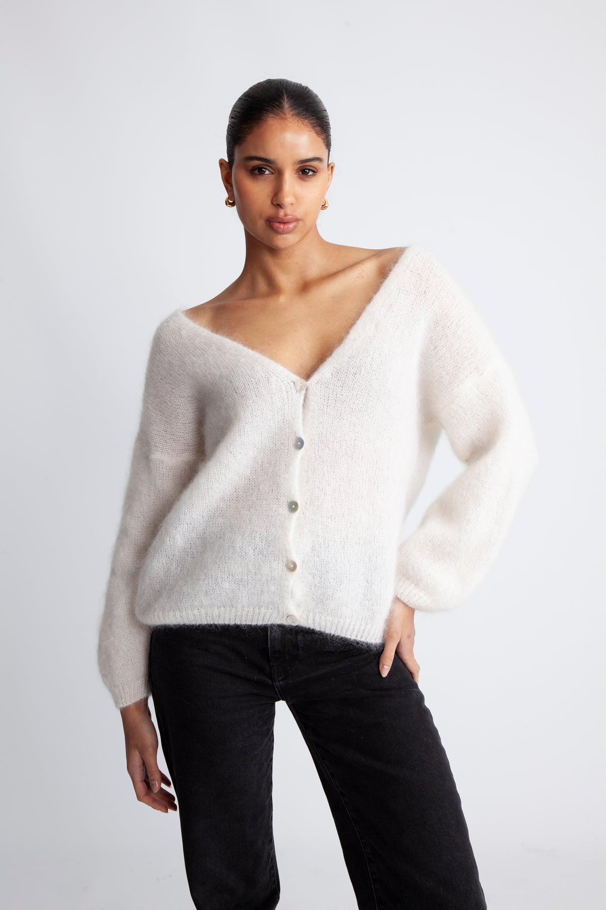 Cornelia LS Cardigan - Vit