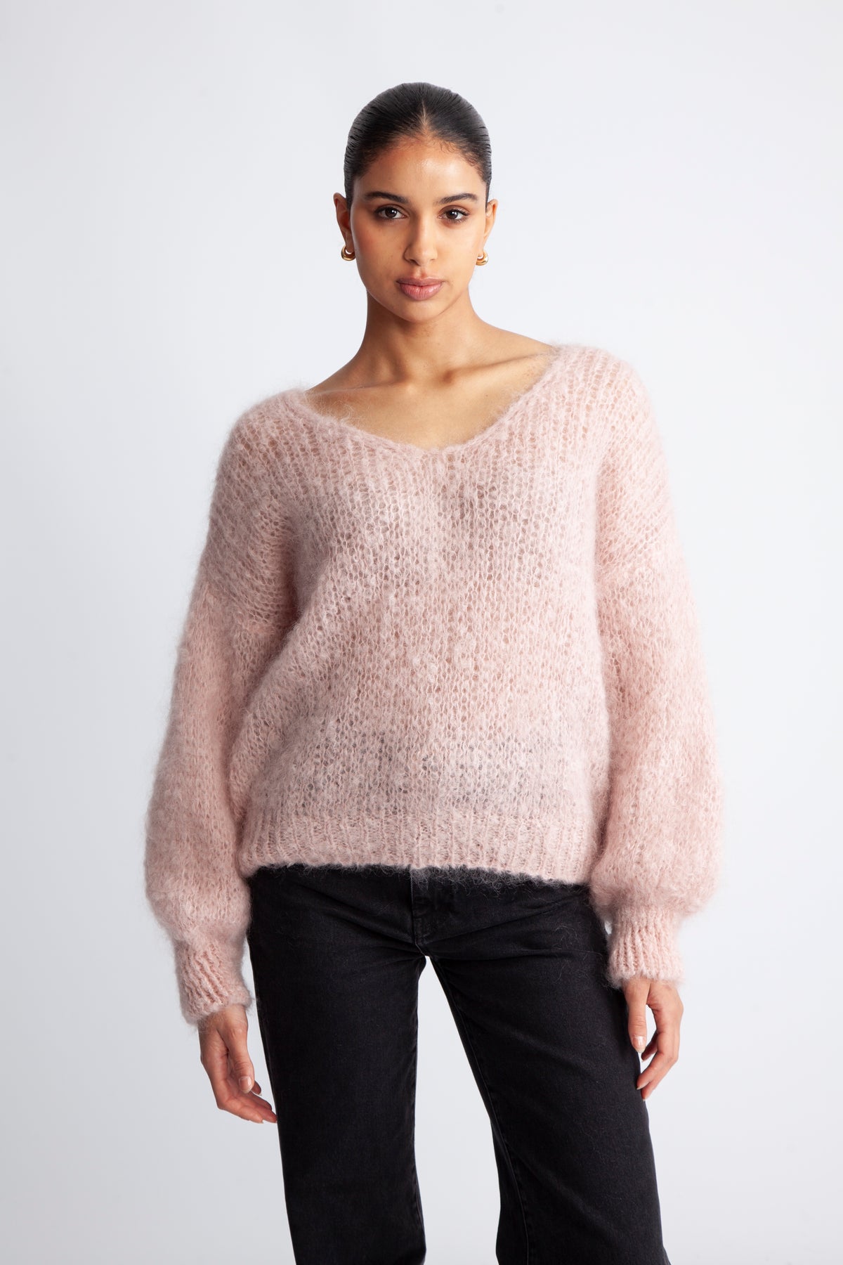 Milana LS Mohair Knit - Ljusrosa