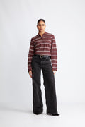 Lovella Striped Polo LL Tee - Bitter Chocolate
