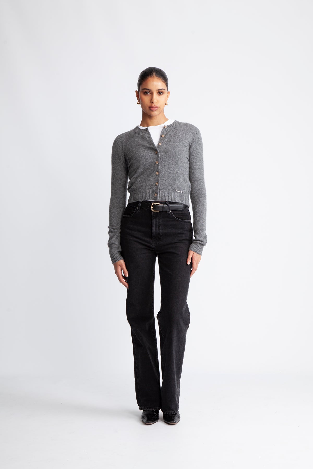 W. Cashmere Cardigan - Mörkgrå