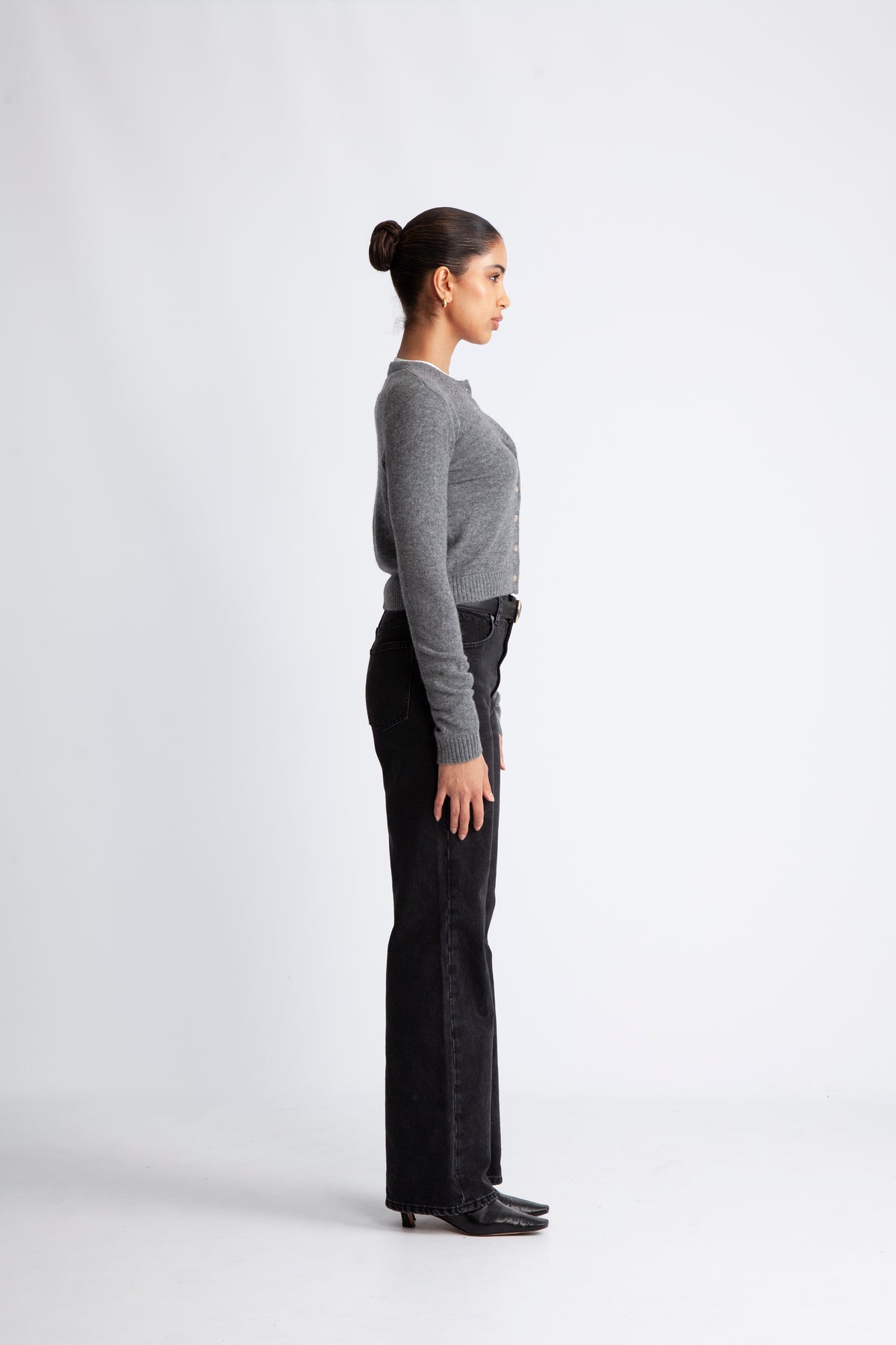 W. Cashmere Cardigan - Mörkgrå