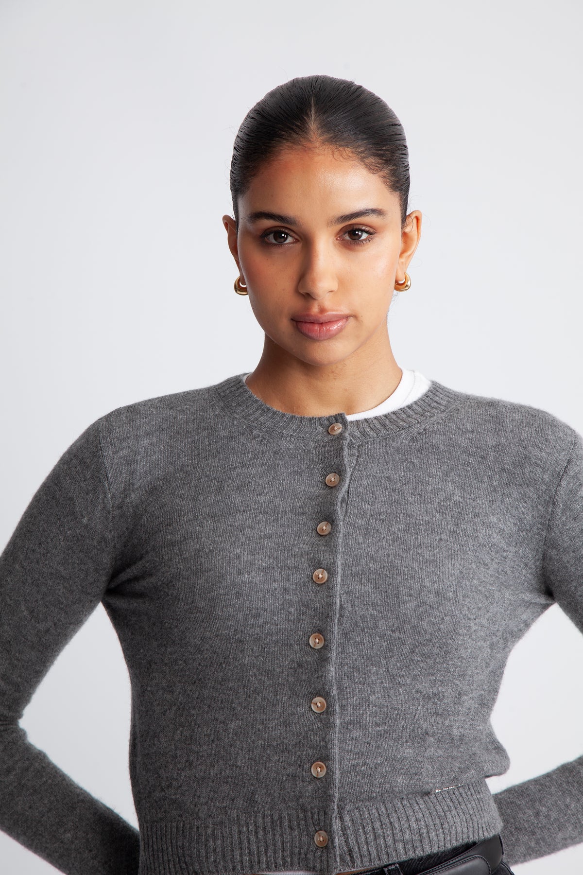W. Cashmere Cardigan - Mörkgrå