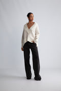 Fam V-Neck Sweater - White Alyssum