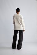 Fam V-Neck Sweater - White Alyssum