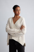 Fam V-Neck Sweater - White Alyssum