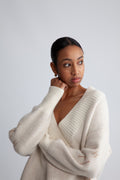 Fam V-Neck Sweater - White Alyssum
