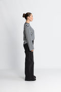 Hellen LS Stripe T-Shirt - Navy Sky-Soft White Stripe