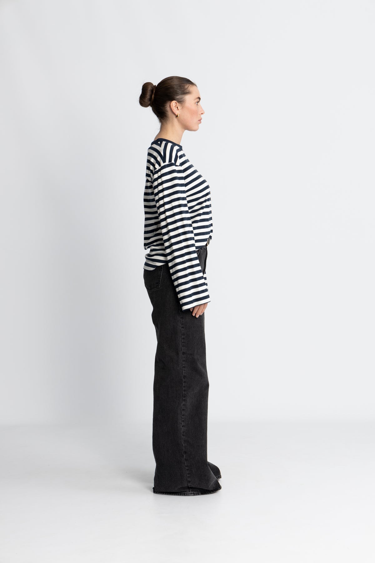 Hellen LS Stripe T-Shirt - Navy Sky-Soft White Stripe