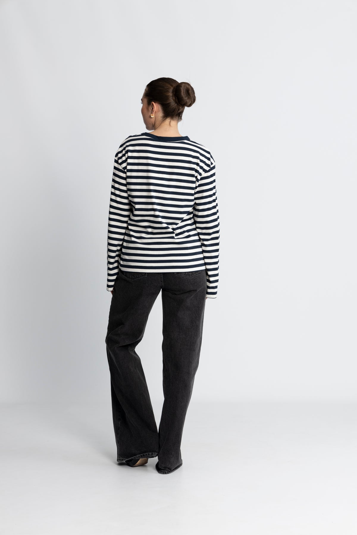 Hellen LS Stripe T-Shirt - Navy Sky-Soft White Stripe