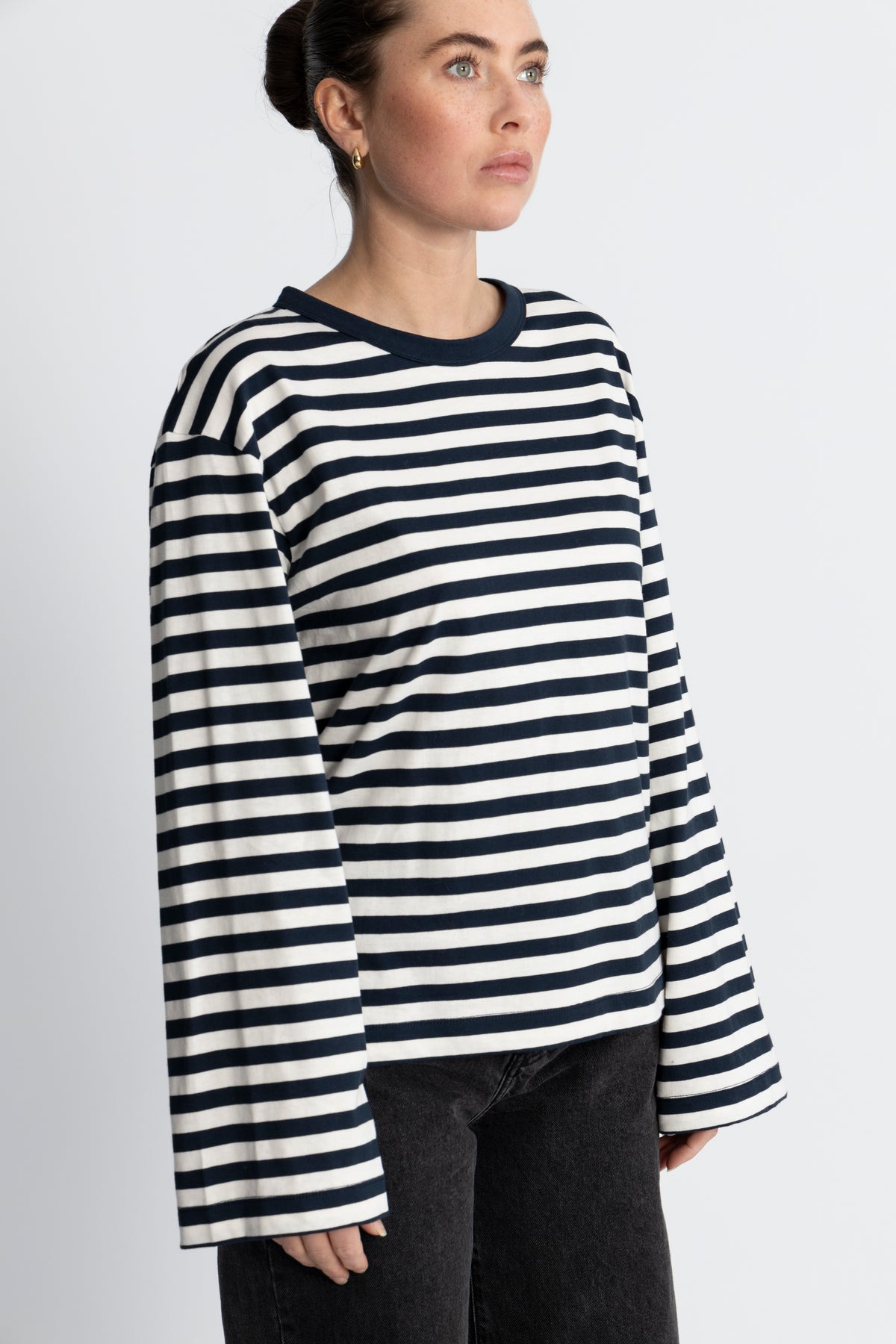 Hellen LS Stripe T-Shirt - Navy Sky-Soft White Stripe
