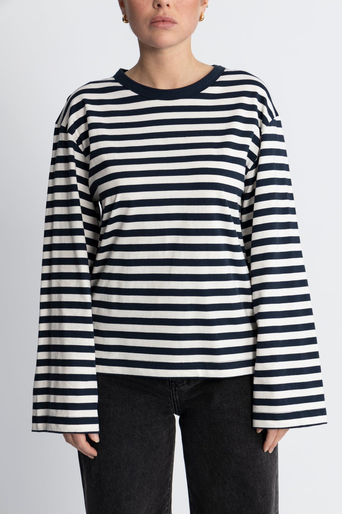 Hellen LS Stripe T-Shirt - Navy Sky-Soft White Stripe