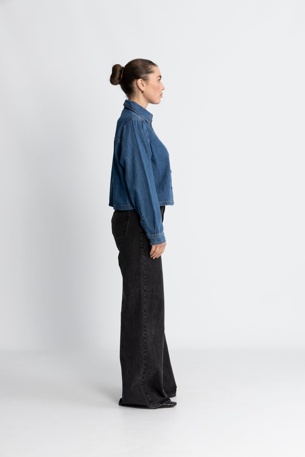 Adalyn Elena Shirt - Mid Blue Wash