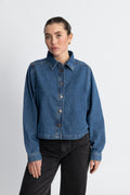 Adalyn Elena Shirt - Mid Blue Wash