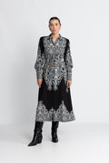 Yasbirma Ls Long Shirt Dress - Black Birma Print