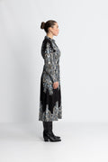 Yasbirma Ls Long Shirt Dress - Black Birma Print