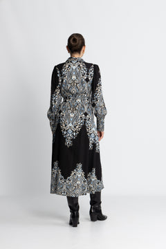 Yasbirma Ls Long Shirt Dress - Black Birma Print