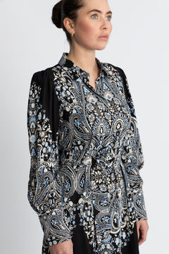 Yasbirma Ls Long Shirt Dress - Black Birma Print