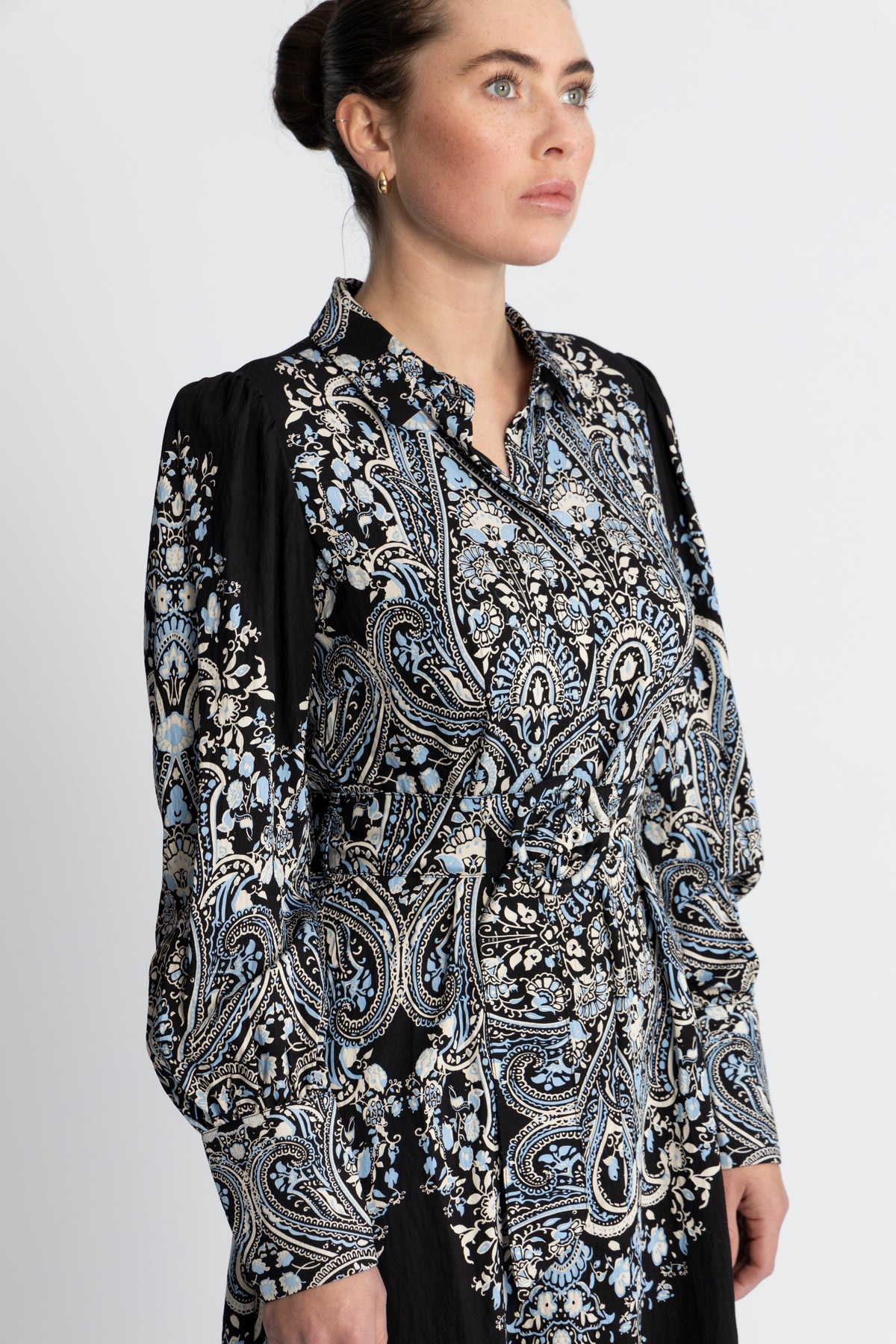 Yasbirma Ls Long Shirt Dress - Black Birma Print