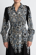 Yasbirma Ls Long Shirt Dress - Black Birma Print