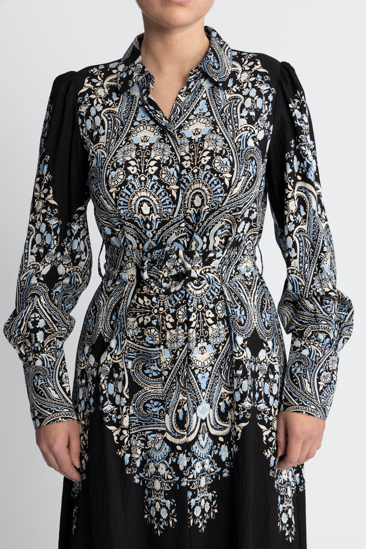 Yasbirma Ls Long Shirt Dress - Black Birma Print