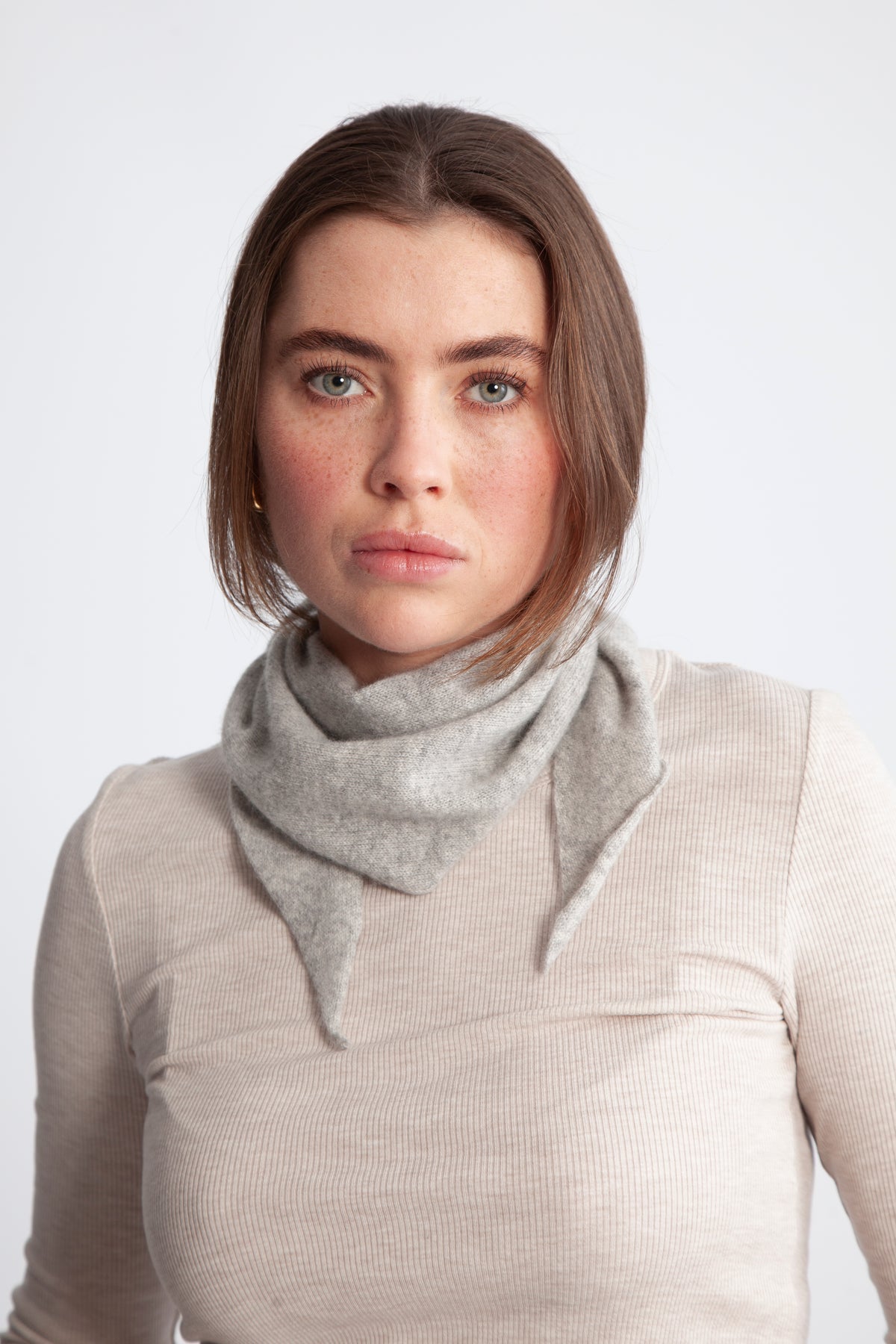 Marie Narrow Cashmere Scarf - Light Grey Melange