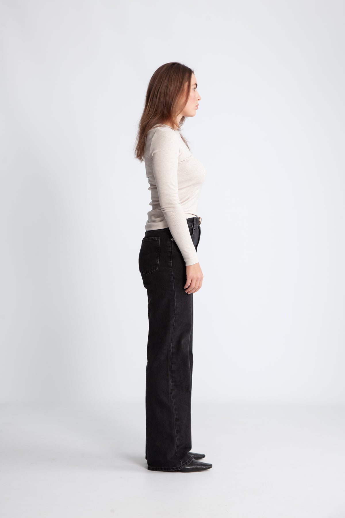 Dianna Ls O-Neck Top - Oatmeal Melange