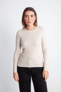 Dianna Ls O-Neck Top - Oatmeal Melange