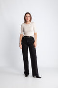 Dianna 2/4 O-Neck Top Noos - Oatmeal Melange