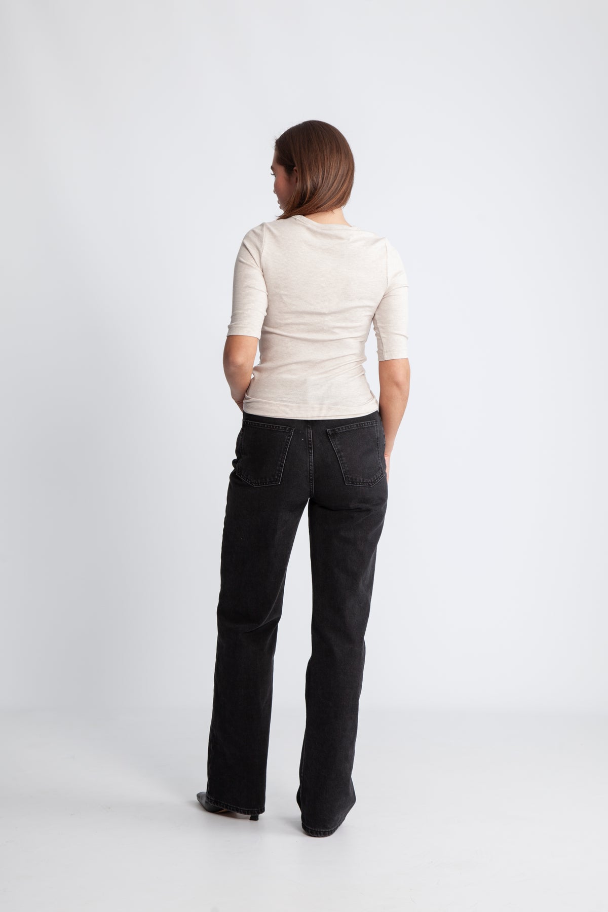 Dianna 2/4 O-Neck Top Noos - Oatmeal Melange