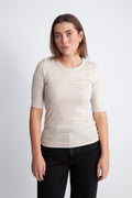 Dianna 2/4 O-Neck Top Noos - Oatmeal Melange