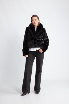 Adina Fake Fur Jacket - Black