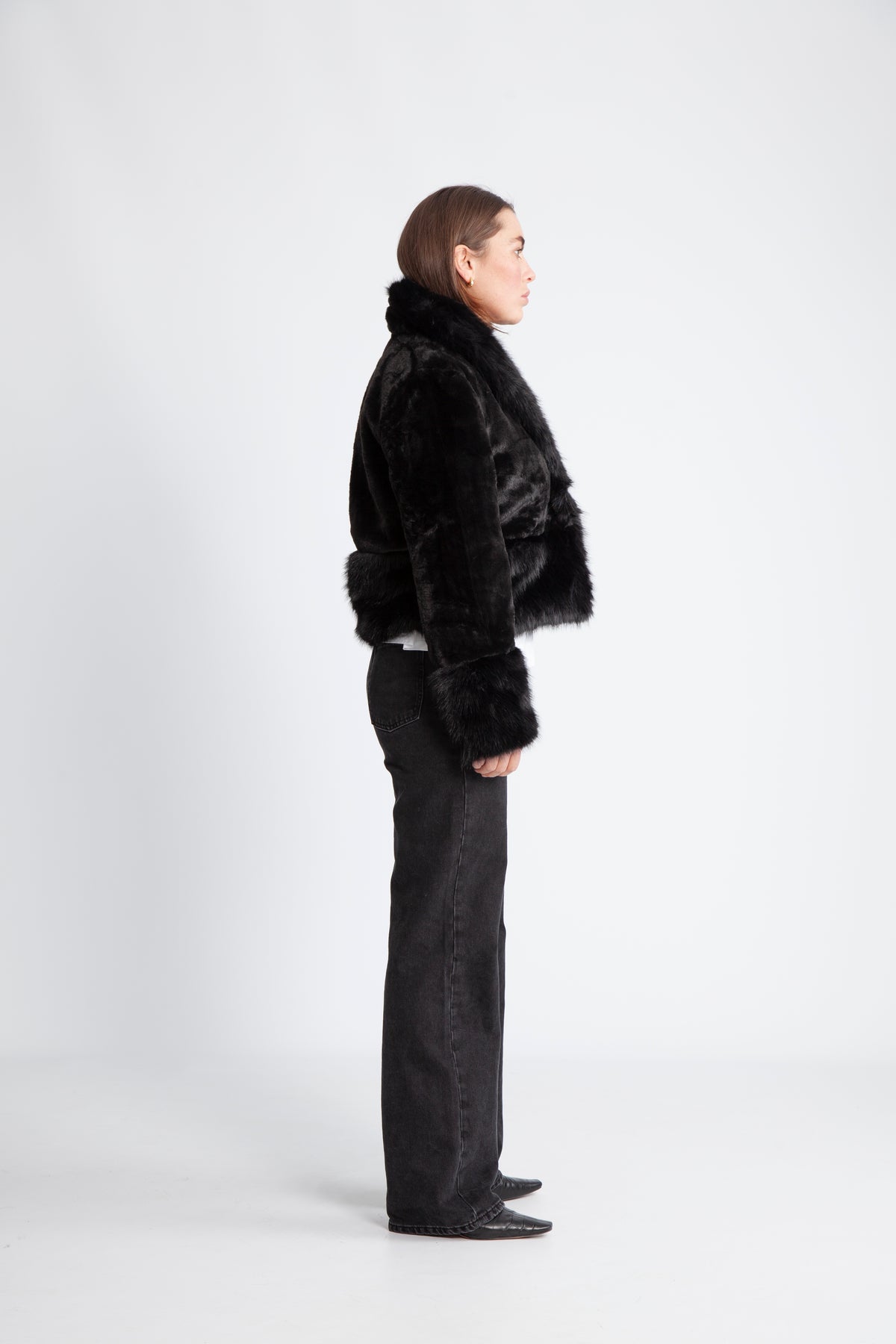 Adina Fake Fur Jacket - Black