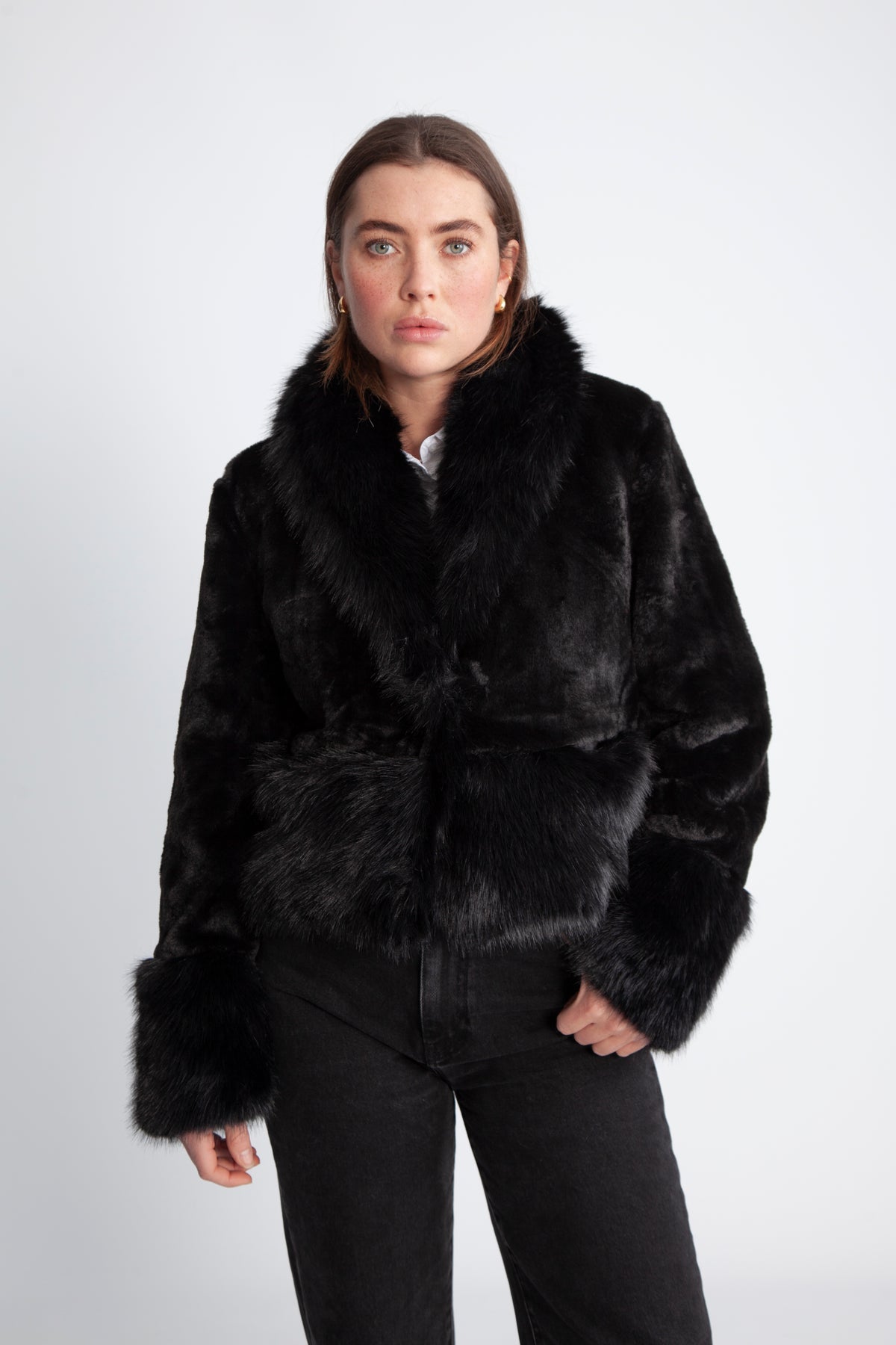 Adina Fake Fur Jacket - Black