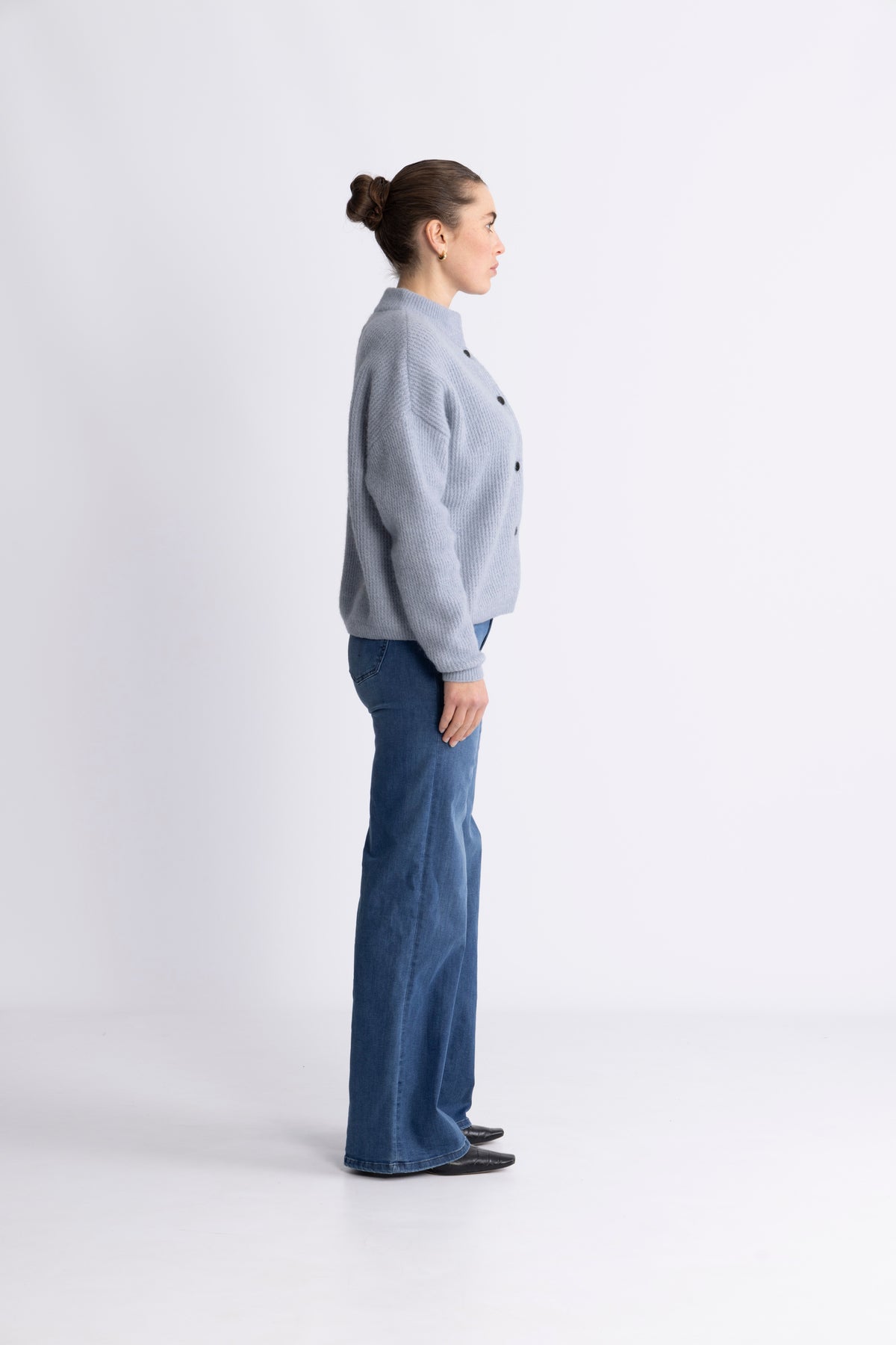 AlphaGZ Short Cardigan - Gråblå Melerad