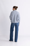 AlphaGZ Short Cardigan - Gråblå Melerad