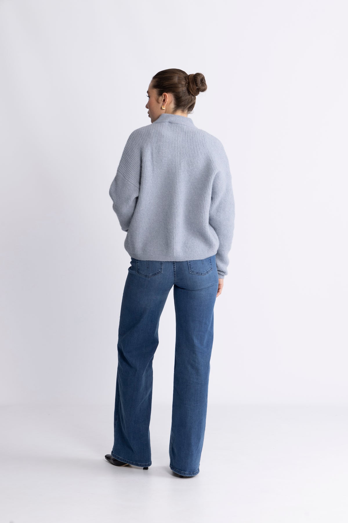 AlphaGZ Short Cardigan - Gråblå Melerad