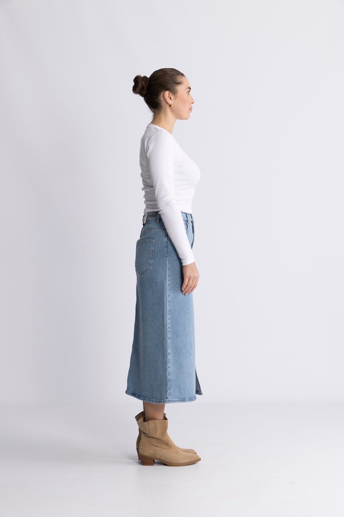Selected Femme Krista-Gerda maxikjol - Light Blue Denim