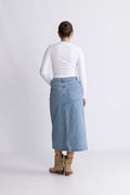Selected Femme Krista-Gerda maxikjol - Light Blue Denim