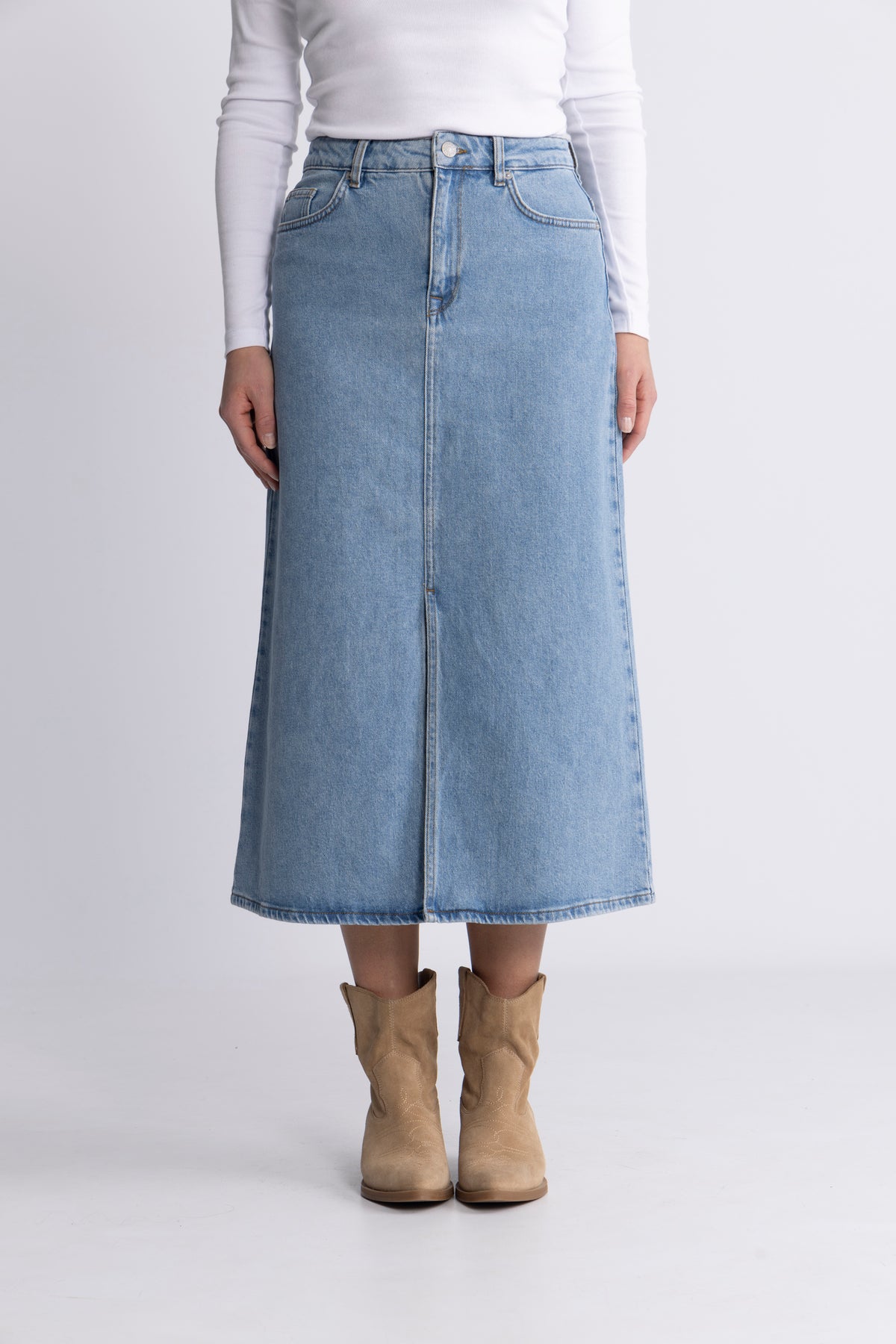Selected Femme Krista-Gerda maxikjol - Light Blue Denim