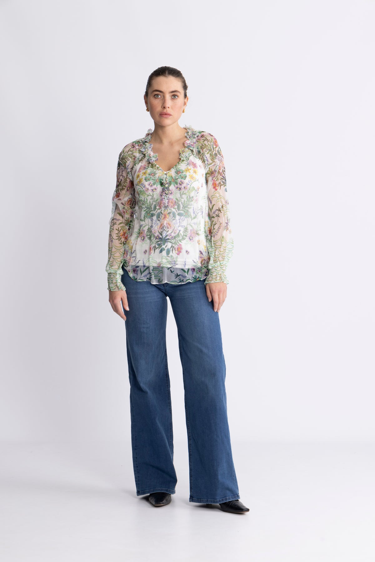 Monica Blouse W/Applique - Ivory